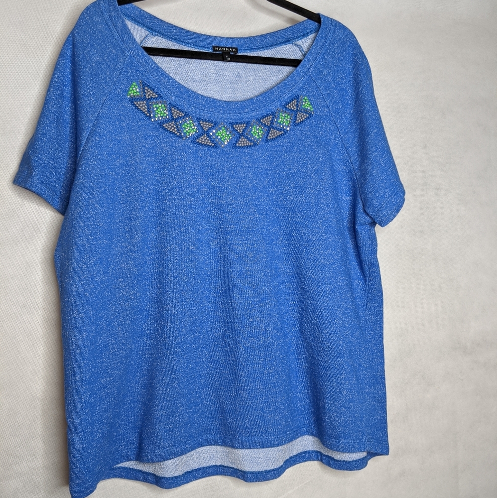 Blue Short Sleeve Sweatshirt with detailing